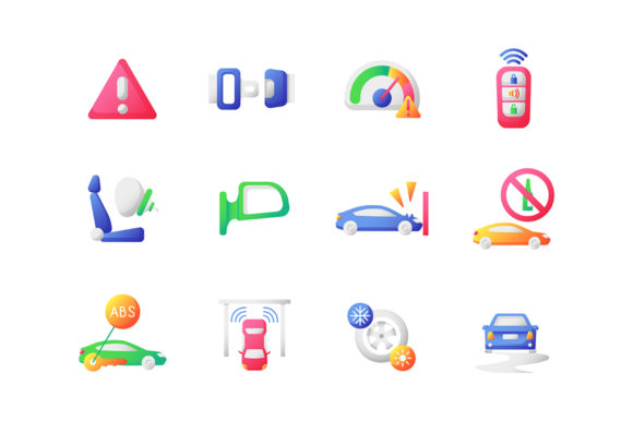 Driving Safety Vector Flat Color Icons: A Designer's Toolkit