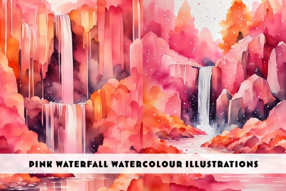 Embrace Vibrant Energy: The Pink & Orange Waterfall Watercolour Duo