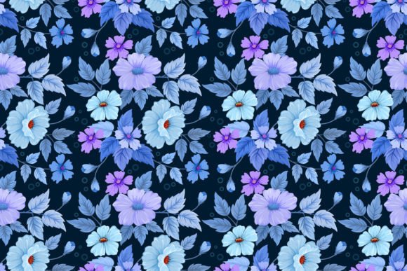 Hand Draw Flower on Blue Color Pattern: A Designer's Fresh Asset