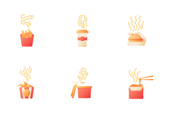 Hot Fast Food Take Out Color Icons: Your Go-To Design Asset