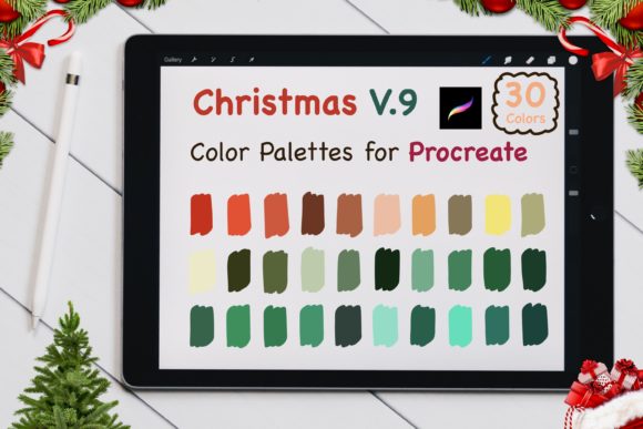 Master Holiday Hues with Procreate Color Palettes-Christmas V9