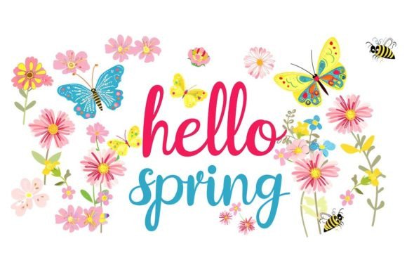 Spring Watercolour Hello Spring Text: A Fresh Font for Seasonal Designs