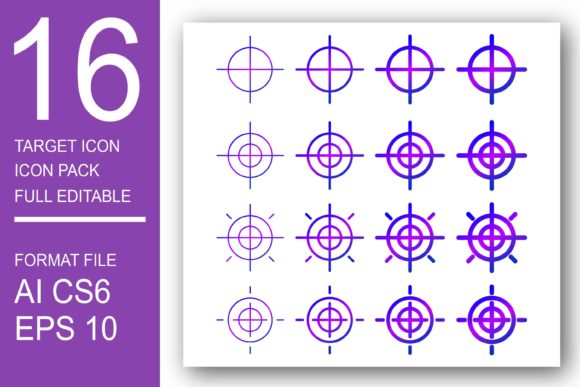 Target Icon Set in Gradient Color: Modern Vectors for Design